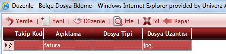 tıklanır. Eğer bu fatura kaydı için farklı dosyalar eklenmeye devam edilecek ise Yeni butonu tıklanarak 5.