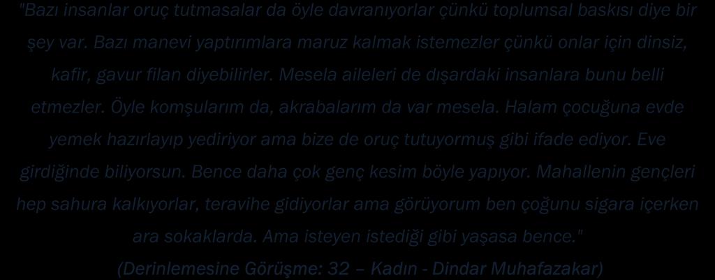 2.1.2. Oruçlu olmak Bir diğer önermemiz "Bazı insanlar oruçlu olmadıkları halde oruç tutuyormuş gibi davranıyorlar." idi.