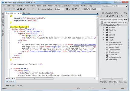 ASP.NET Web Site (Razor) Razor söz dizimi bir web sayfasında sunucu tabanlı kod gömme için basit bir programlama söz dizimidir. Razor söz dizimi istemci içeriğine sunucu kodu eklenmesini sağlar.