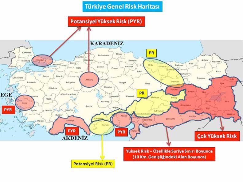 3 Türkiye Genel Risk Haritası Açık kaynaklardan elde edilen bilgiler çerçevesinde oluşturulmuştur. Bilgi amaçlıdır.