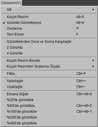 Menü Kılavuzu Görünüm Menüsü Git: Klasör hiyerarşisine gidin. Küçük Resim/Görüntü Görüntüleyici/ Önizleme/Tam Ekran: Görüntülerin nasıl görüntülendiğini seçin (sayfa 10).