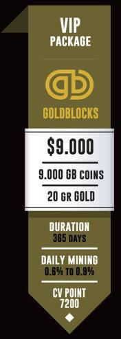 ÖRNEK HESAPLAMA GOLD 9000 USD Pakete 9.000 Goldblocks- Mademcilik Coin aliniyor, Günlük Madencilik 0.