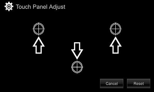 2 Sol üst (1), sol orta (2), ardından sağ üst kısımdaki işaretlerin ortasına (3) belirtildiği gibi dokunun. Dokunma konumunu sıfırlamak için, [Reset] (Sıfırla) düğmesine basın.
