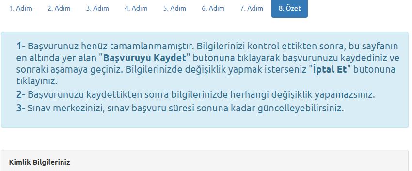 5. Adım (Askerlik Bilgileri) Erkek adaylar için askerlik bilgilerinin girilmesi zorunludur. Bilgilerinizi kontrol ederek ilerleyiniz. 6.