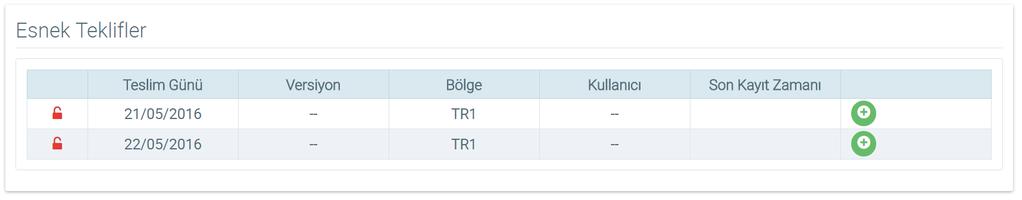 2. Teslim günü: Esnek teklifin geçerli olduğu günü belirten tarihtir. 3. Versiyon: İlgili teslim günündeki geçerli olan teklifin versiyonunu gösterir. 4.