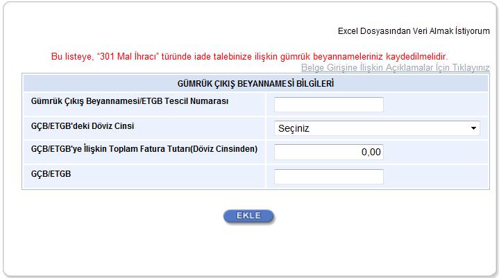 Aynı belge Belgenin Yüklenildiği KDV Dönemi alanı farklı dönemler olarak yazılmak şartıyla birden fazla satıra kaydedilebilir.