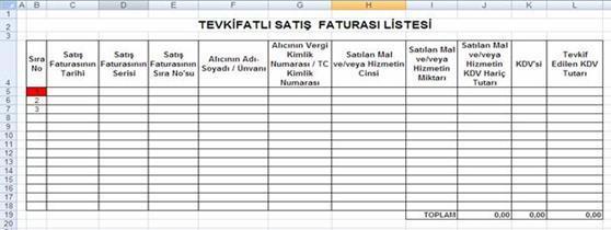 Bunu sağlamanın en pratik yolu İnternet Vergi Dairesinden örnek excel dosyasının indirilerek kullanılmasıdır. (Örnek Excel Ġndir.