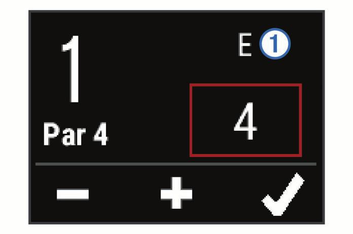 2 Gerekirse yolölçeri sıfırlamak için > Yol Ölçer Sıfırla Skor Tutma 1 Delik bilgileri ekranından > Skor Tutmaya Başla öğesini seçin. Green'deyken skor kartı görüntülenir.