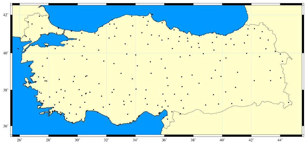 Şekil 1: HGK GPS/Nivelman noktalarının dağılımı. Şekil 2: TKGM GPS/Nivelman noktalarının dağılımı.