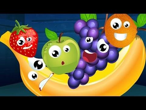 (4 YEAR OLDS) Five Little Fruits Song Five little fruits jumping on the bed Apple fell off and bumped its head Banana called the doctor And the doctor said No more fruits jumping on the bed.