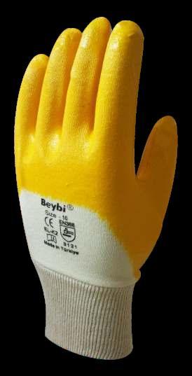 NİTRİL ELDİVENLERİ GRUBU NITRILE GLOVES EL - K2(SARI) 3121 240 Çift / Pairs ( Koli / 42x36x29cm) EL - K2 Nitril kaplamalı, kalın ve örgü bileklidir. Sarı renklidir.