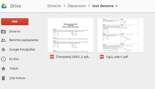 Ödev dağıtımı Öğrenciler tarafından gönderilen ödevler, öğretim