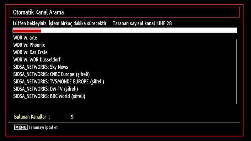 İlk Kurulum ÖNEMLİ: İlk kurulum için TV yi açmadan önce antenin veya kablonun bağlı olduğundan ve bir Ortak Arabirim modülünün takılmamış olduğundan emin olunuz.