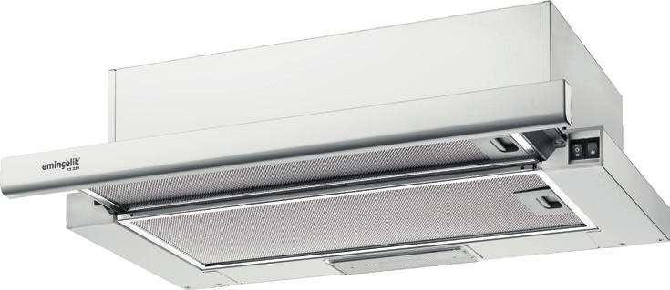 200 Ankastre Inox Aspiratör * Gri iç gövde, dış görünüm paslanmaz Inox * Dekoratif görünüm * 2 motorlu * Motor koruma sistemi * 2 hız kademeli * Yıkanabilir alüminyum