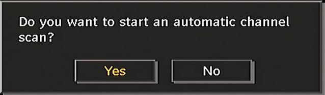 By selecting Yes and pressing the OK button, the existing channel table will be deleted. After factory settings are loaded, First Time Installation menu will be displayed.