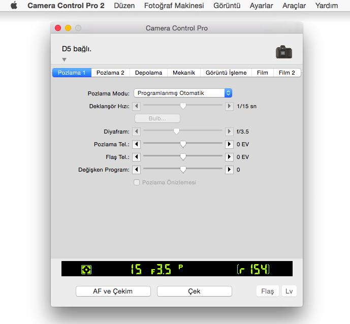 Ekran Düzeni 2/2 Mac q e w r t y u i o q Menü çubuğu w Bağlantı durumu: Durumu ve bağlı olan tüm fotoğraf makinelerinin adlarını gösterir.