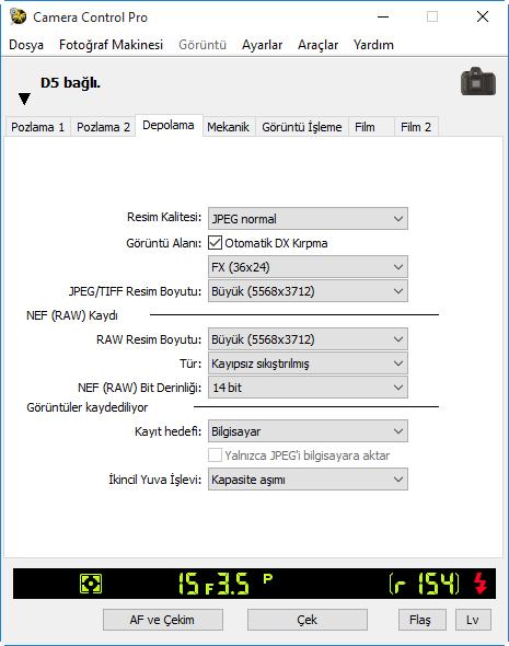 67 Fotoğraf Makinesi Kontrolleri 10/30 Depolama Sekmesi Aşağıdaki ayarlar Depolama sekmesinden ayarlanabilir: Resim Kalitesi Görüntü Alanı (D5/D4 serisi/d3 serisi/ D810/D810A/D800/D800E/