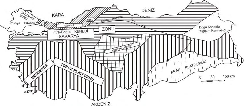 1. GİRİŞ Güzide ÖNAL Paleozoyik birimler temeli oluşturmakla birlikte, Toros Platformu üzerinde gözlenen birimler ile hem