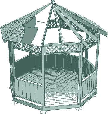 3.GAZEBO Tabanı daire, düzgün sekizgen, düzgün altıgen veya kare olan, dik çatılı, tek girişli, korunaklı, genelde yüksek zeminlerde oturtulmuş seyir mekanlarıdır.