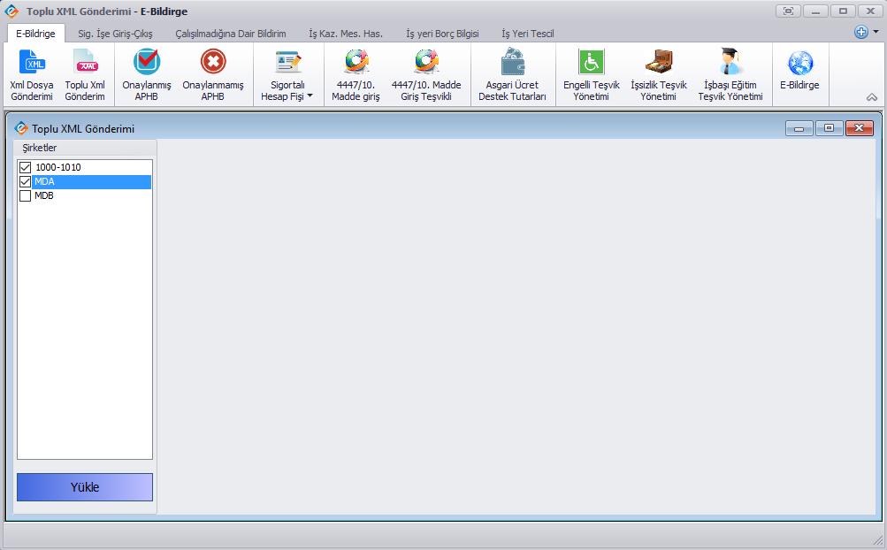 4.3.2- Toplu XML Dosya Gönderimi Toplu XML gönderim ekranında yapmanız gereken sadece XML dosyalarınızı Dosya Yolları ekranında belirttiğiniz