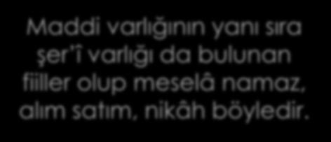 olan zina, gasp, içki içme gibi fiiller Maddi varlığının yanı sıra şer