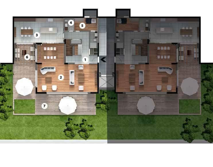 Alt Dubleks Bahçe Katı 1. Antre 16,76 m 2 2. Salon 59,12 m 2 3. Mutfak 29,80 m 2 4. WC 2,92 m 2 5.