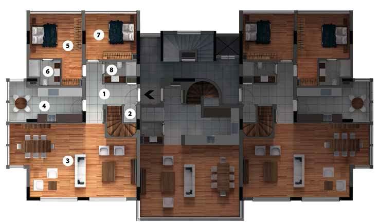 Köşe Üst Dubleks Birinci Kat 1. Antre 9,97 m 2 2. Vestiyer 1,10 m 2 3. Salon 44,53 m 2 4. Mutfak 13,94 m 2 5. E.