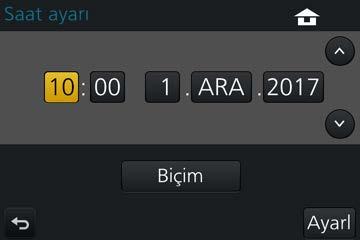 Hazırlıklar Saati ayarlama Fotoğraf makinesi gönderilirken saat ayarlanmamıştır. Fotoğraf makinesi [ON/OFF] düğmesini 1 [ON] konumuna alın Dil seçimi ekranı görüntülenmezse, 4 adımına geçin.