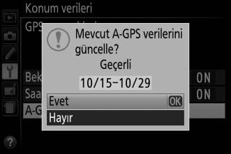 A-GPS Dosyasını Güncelle Yardımlı GPS (A-GPS veya agps) dosyaları kullanmak dahili konum verileri ünitesinin geçerli konumu belirlemesi için gereken süreyi azaltır.