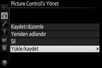 Özel Picture Control leri Paylaşma ViewNX 2 veya Capture NX 2 gibi isteğe bağlı yazılımda bulunan Picture Control Utility kullanılarak oluşturulan özel Picture Control leri bir bellek kartına