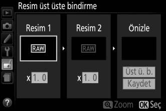 Rötuş menüsünde Resim üst üste bindirme öğesini vurgulayın ve 2 düğmesine basın.