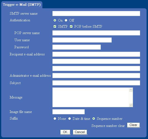 Image memory butonuna tıkladığınızda, Trigger (setting) Image memory menüsü gösterilir. Gerekli seçenekleri buradan ayarlayabilirsiniz.