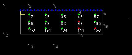 Ayrıca, ekranda sorunlu deliklerin durumu kırmızı renge boyanarak belirtilir (9, 14 ve 15 numaralı delikler gibi).