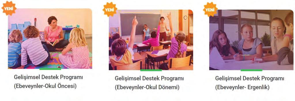 Gelişimsel Destek Ebeveyn/Bakıcı e-sertifika Programı: Bu program ile 0-18 yaş arasında gelişimsel yetersizliği olan (Zihinsel Yetersizlik, Otizm Spektrum Bozukluğu, Down Sendromu, Serebral Palsi ve