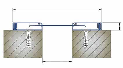 Açıklık : 50 mm Width: 50 mm Yükseklik : 13 mm Height: 13 mm Hareket Kapasitesi: ± 40mm Movement Capacity:± 40mm 5 cm açıklık için sismik kaplama altı duvar tavan dilatasyon profili.