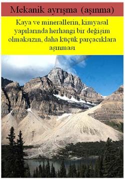 Bu aşınma, ayrışma ve tekrar birleşme layları Fiziksel, Kimyasal, ve Biyljik etmenlerin altında luşmaktadır..1.