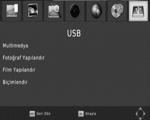 Temel Özellikler Ortam Tarayıcısını Görüntüleme USB Menüsü Çoklu Ortam Penceresini görüntülemek için uzaktan kumanda üzerindeki Menü tuşuna ve ardından veya tuşuna basarak USB öğesini seçiniz.