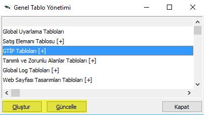 Şekil 7 Genel Tablo Yönetimi 3. Detay Bilgileri; Fatura detaylar tabında Ambalaj kodunun girilmiş olması gerekmektedir.