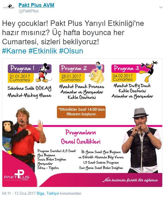 ETKİLEŞİM ORANI BOL TWEET Ocak ayında görüntülenme / etkileşim alma oranı en yüksek olan tweetimiz Yarıyıl Etkinlik Duyurusu oldu.