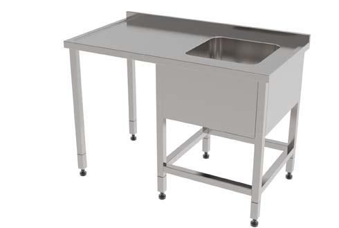 >> EVYELER EVYELİ TEZGAHLAR SINKS & WORKING BENCHS WITH SINKS TEZGAH ALTI MAKİNELER İÇİN TEK EVYELİ TEZGAH WASHING CENTER WITH SINGLE SINK 46 Malzeme 304 kalite 18/8 CrNi paslanmaz çelik sac Sağ veya