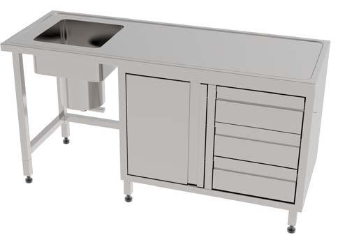 >> EVYELER EVYELİ TEZGAHLAR SINKS & WORKING BENCHS WITH SINKS ALÇI HAZIRLIK MASASI VE EVYESİ PLASTER PREPARATION TABLE WITH SINK Malzeme 304 kalite 18/8 CrNi paslanmaz çelik sac Ameliyathaneler ve