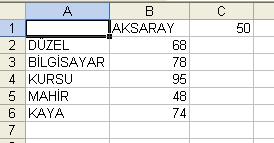 Bu menüde satır ekleme, sütun ekleme, çalışma sayfası, grafik, klavyede olmayan tuşları çıkarmak için kullanılan simge komutu, hesaplama ve grafik oluşturmak için