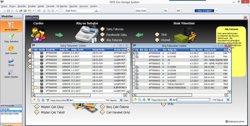 SATIŞ / ALIŞ FATURA EKRANI Alış / Satış Fatura Başlıklarına Tıklayın (Fatura