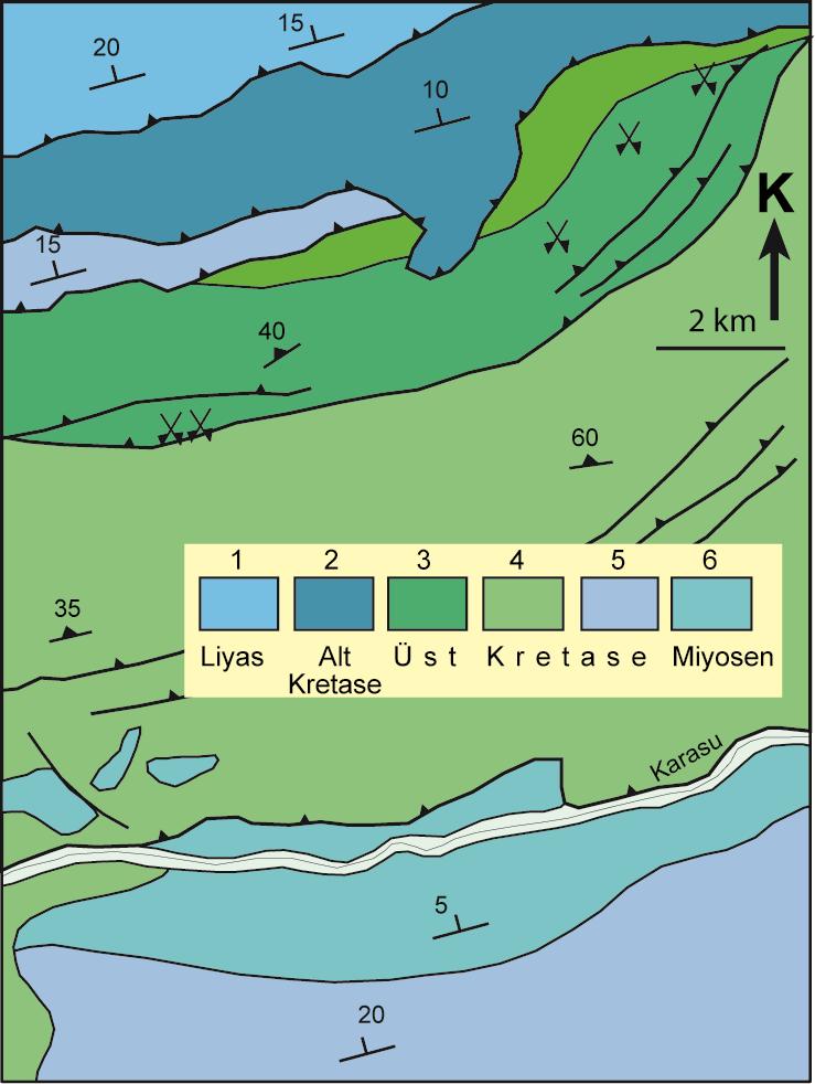 a2) PODİFORM KROMİT YATAKLARI: Türkiye den Örnekler Kopdağı kromit yatakları yakın çevresinin jeolojik yapısı (Kolaylı, 2000 den)