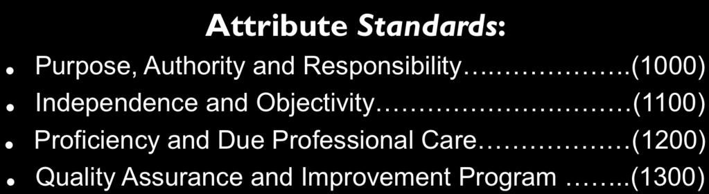 Overview of the IIA Standards Attribute Standards: Purpose, Authority and