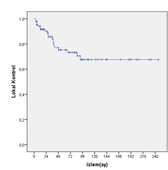 4.3. Lokal Kontrol Hastalarda 5 yıllık lokal kontrol oranı %76 olarak bulunmuştur. Şekil 4.12.