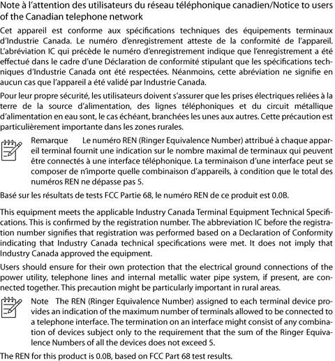 Notice to users of the Canadian telephone network Notice to users of the German telephone network Australia wired fax statement Yasal kablosuz