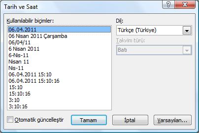 4.3. Tarih-Saat, Slayt Numarası veya Simge Ekleme Zaman zaman slayt içerisinde o andaki tarih ve saat bilgilerini eklemeye ihtiyaç duyulur.