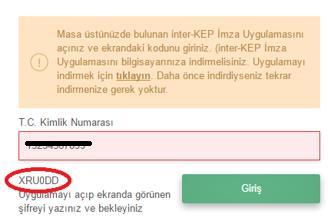 inter-kep İmza uygulaması çalıştırılır.