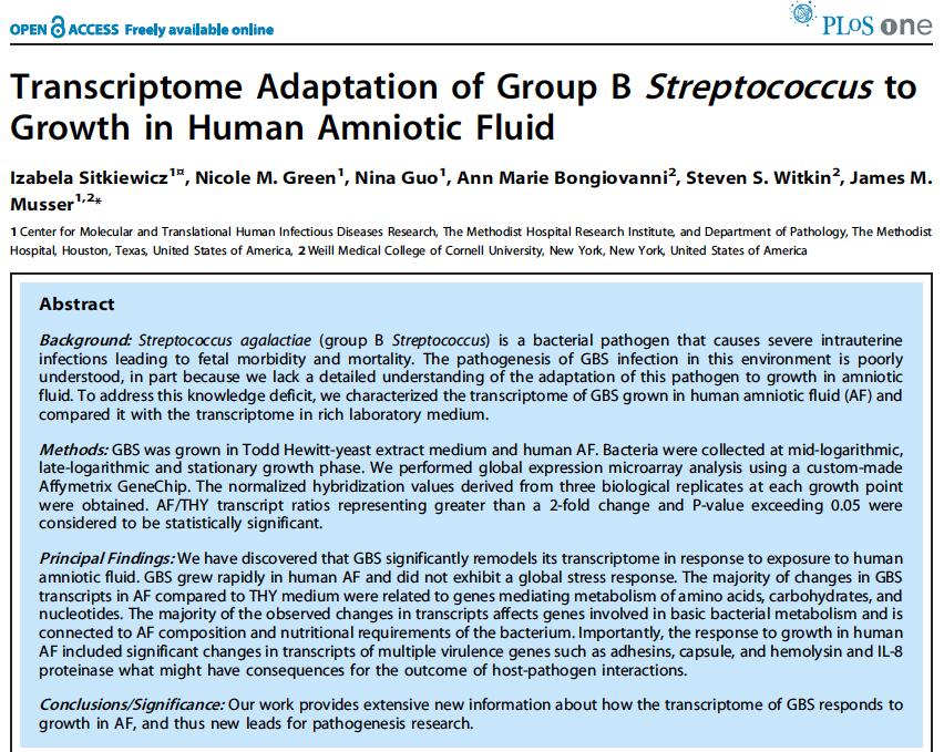 Microarray temelli yöntemler Sitkiewicz ve arkadaşları Streptococcus agalactiae nın (grup B